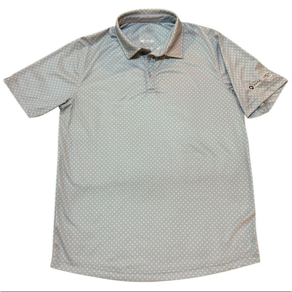 Swannies Mens Polo Shirt M Gray Golf Performance Geometric Print Casual